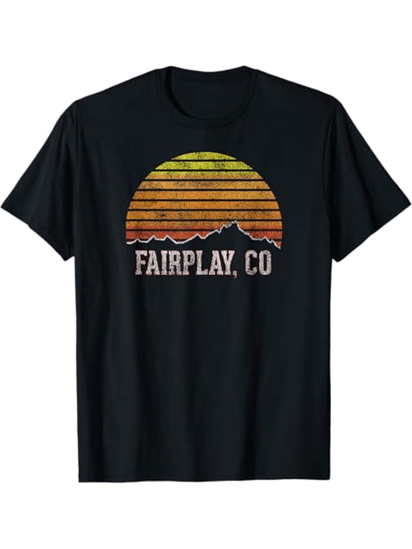 Men's Graphic T-Shirt Fairplay CO Retro Sunset Stripes With Mountain Silhouette Shirt