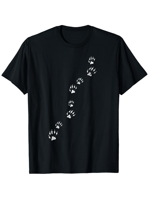 Men's Graphic T-Shirt Diagonal Animal Paw Prints In White On Soft Cotton Shirt