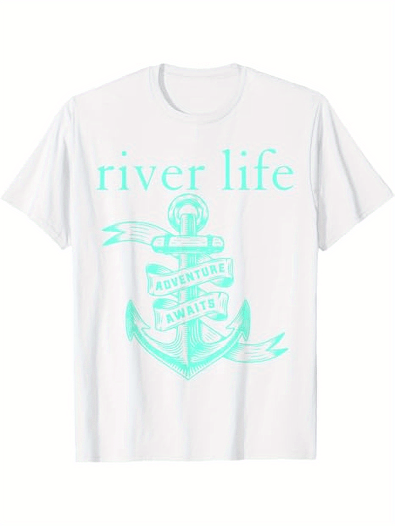 Men's Graphic T-Shirt River Life With Nautical Anchor And Flowing Adventure Banner Anchor