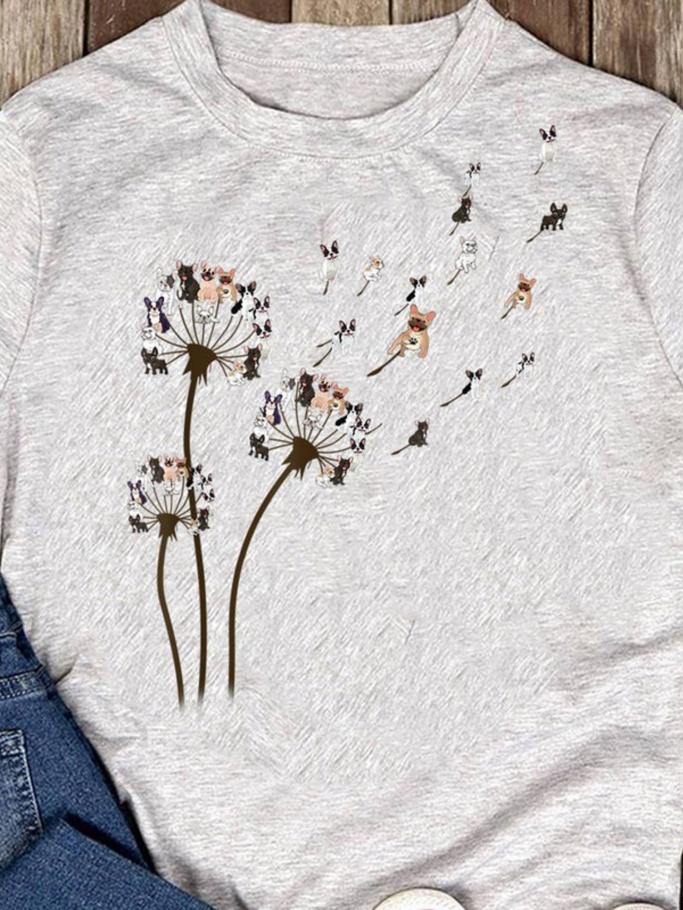 Men's Graphic T-Shirt Wild Blossoms And Playful Dogs Blowing In Summer Wind Dandelion