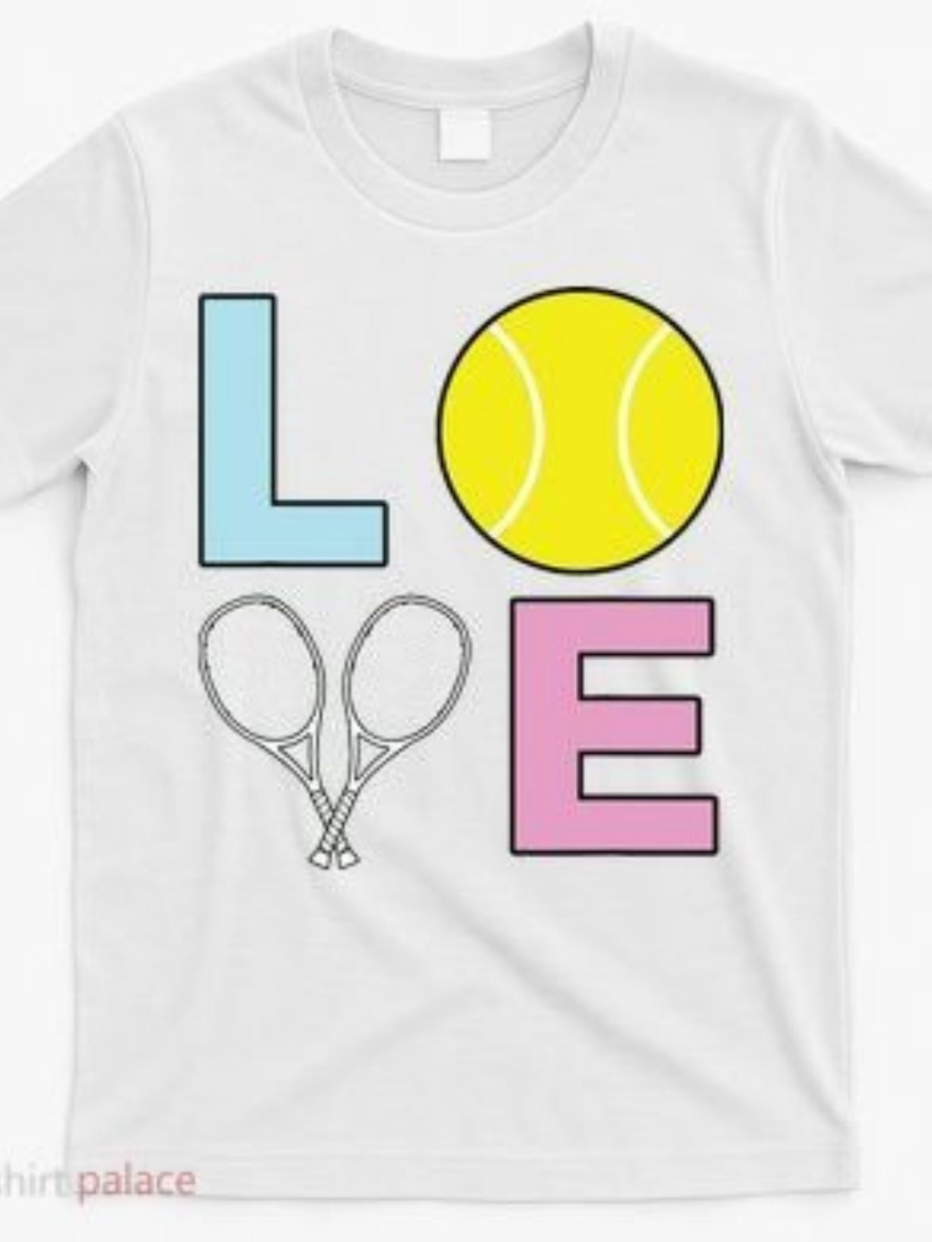 Men's Graphic T-Shirt Love Colorful Letters With Tennis Ball And Rackets Design