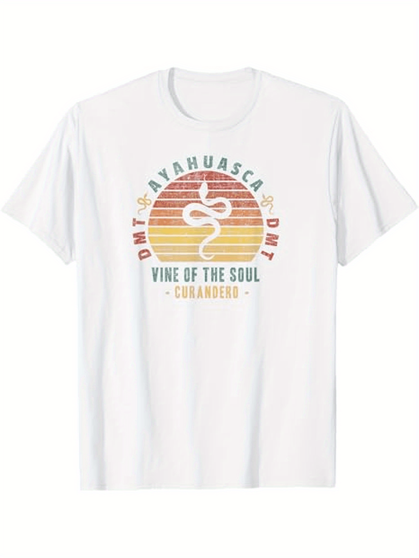 Men's Graphic T-Shirt Vintage Rainbow Sun With Abstract Serpent And Sacred Text T Shirt