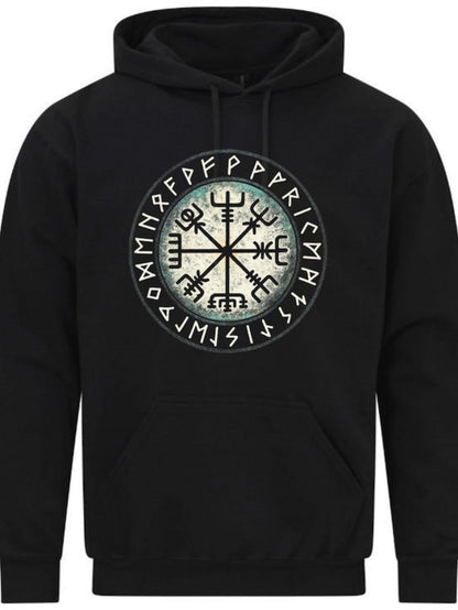 Men's Graphic Hoodie Ancient Norse Symbols In A Mystical Runes Circle Pattern
