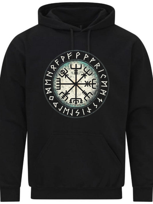 Men's Graphic Hoodie Ancient Norse Symbols In A Mystical Runes Circle Pattern