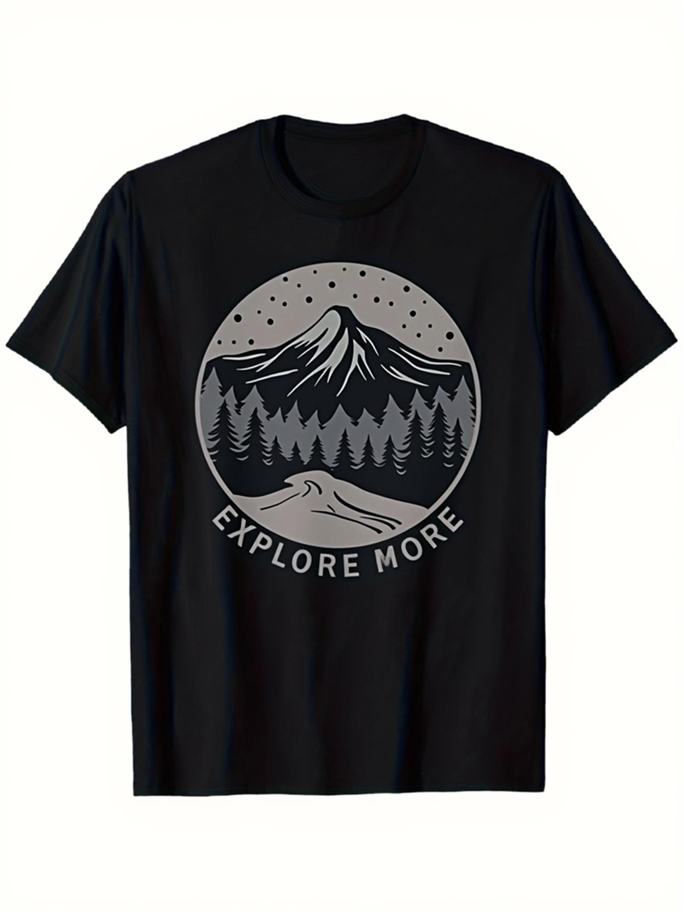 Men's Graphic T-Shirt Explore More Under Starry Sky Surrounded By Pine Trees Mountain