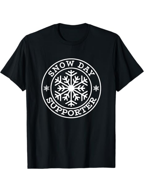 Men's Graphic T-Shirt Snow Day Supporter Frosty Emblem Inside Wintry Circle With Snowflakes Snowflake