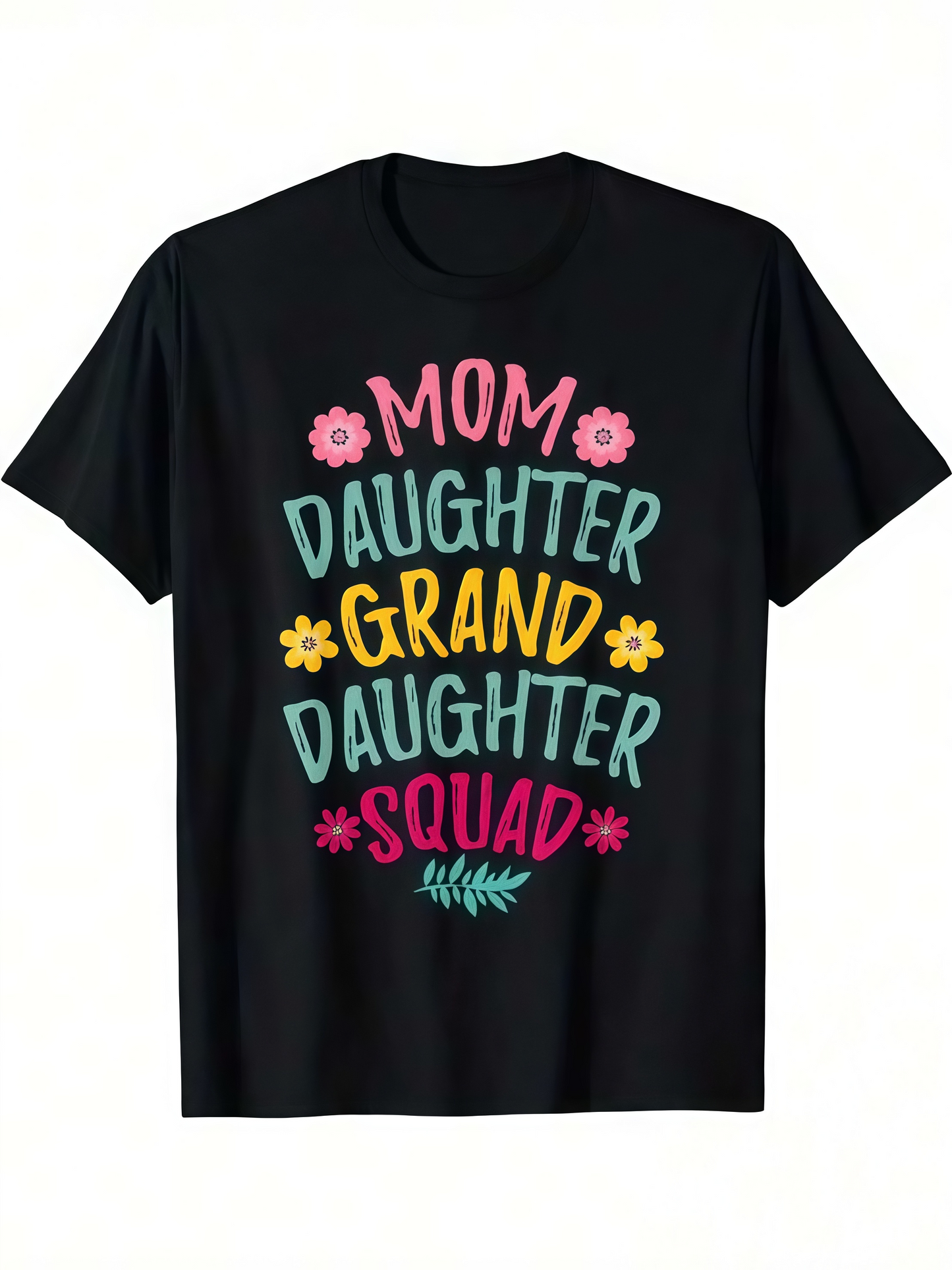Men's Graphic T-Shirt Colorful Flowers With Bold Family Lettering Under Playful Accents T Shirt