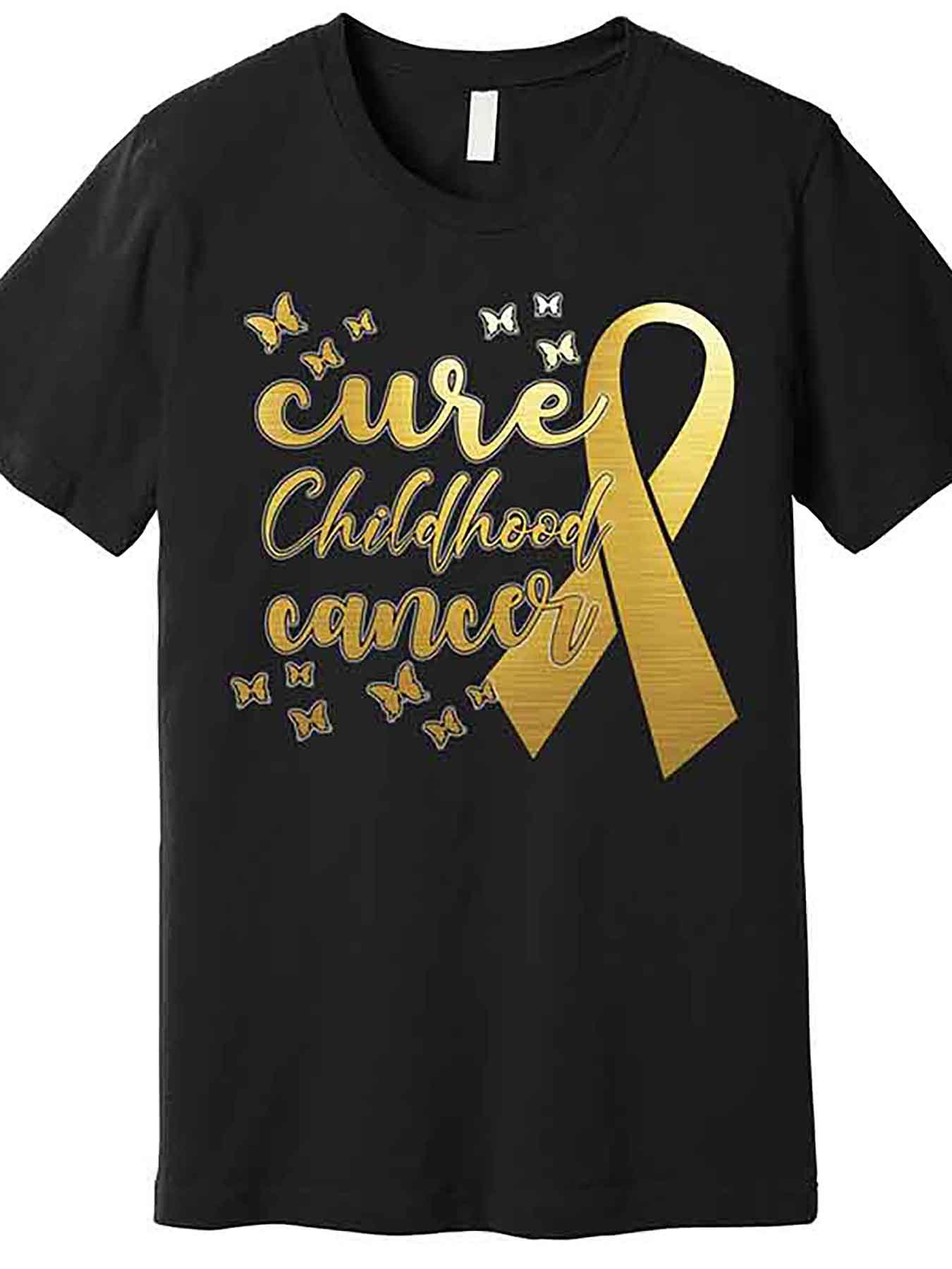 Men's Graphic T-Shirt Cure Childhood Cancer Gold Ribbon With Butterflies Spreading Hope And Awareness