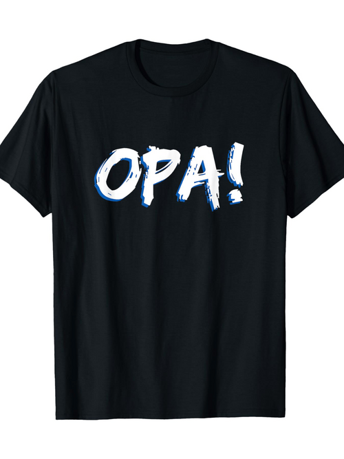 Men's Graphic T-Shirt OPA Bold White Brushstroke Letters On Black Fabric Shirt