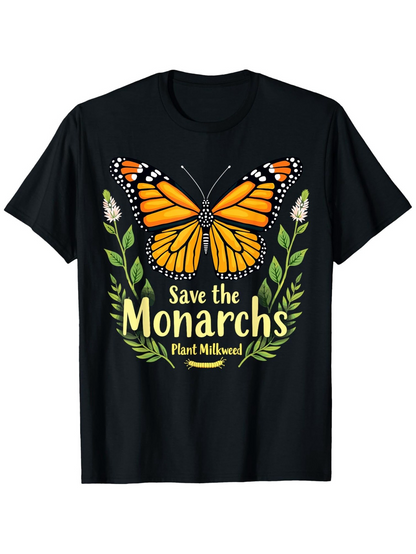 Men's Graphic T-Shirt Save The Monarchs Vibrant Leaves Surrounding Orange Butterfly Monarch