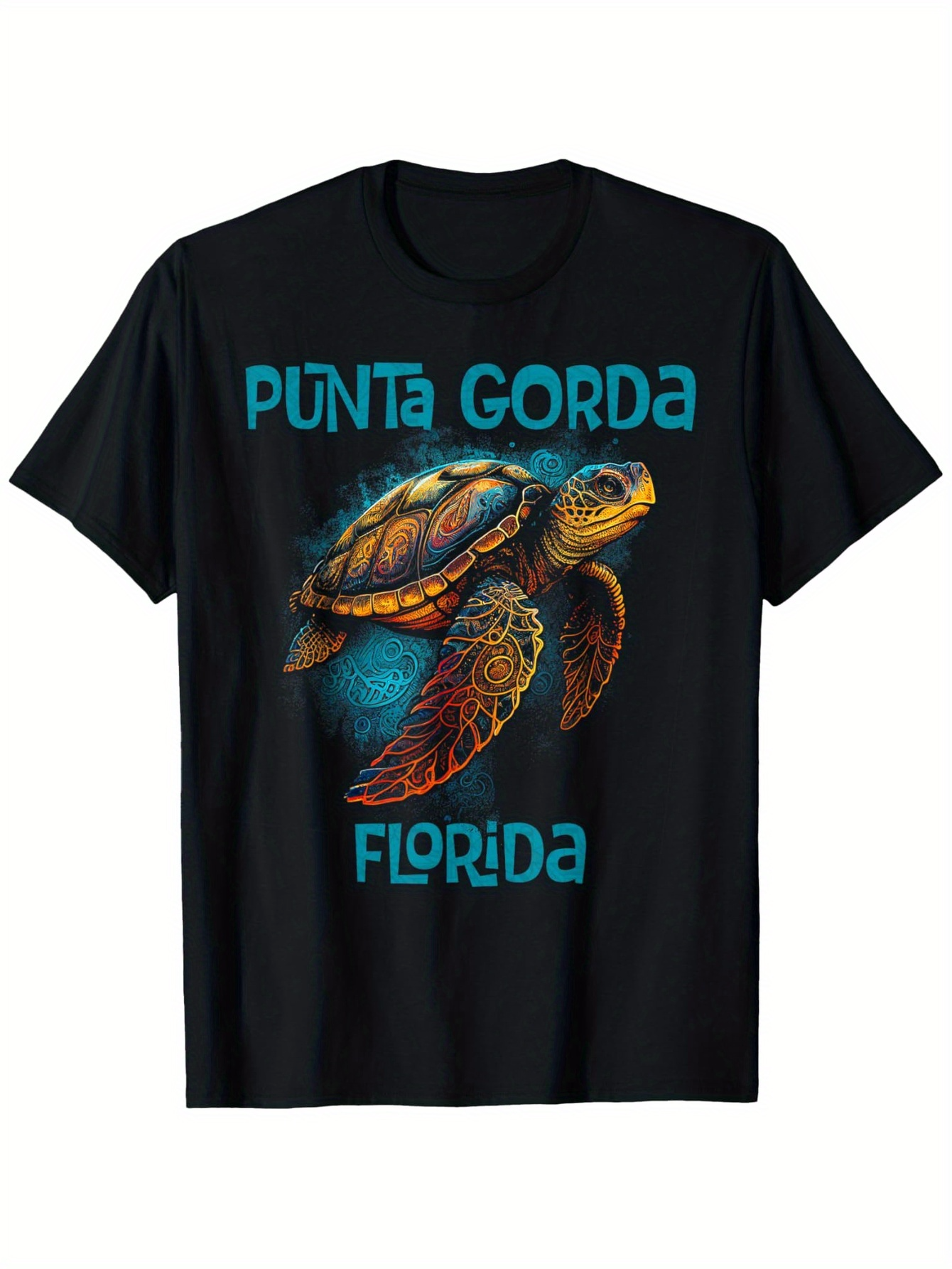 Men's Graphic T-Shirt Punta Gorda Florida Vibrant Underwater Scene With Colorful Sea Turtle