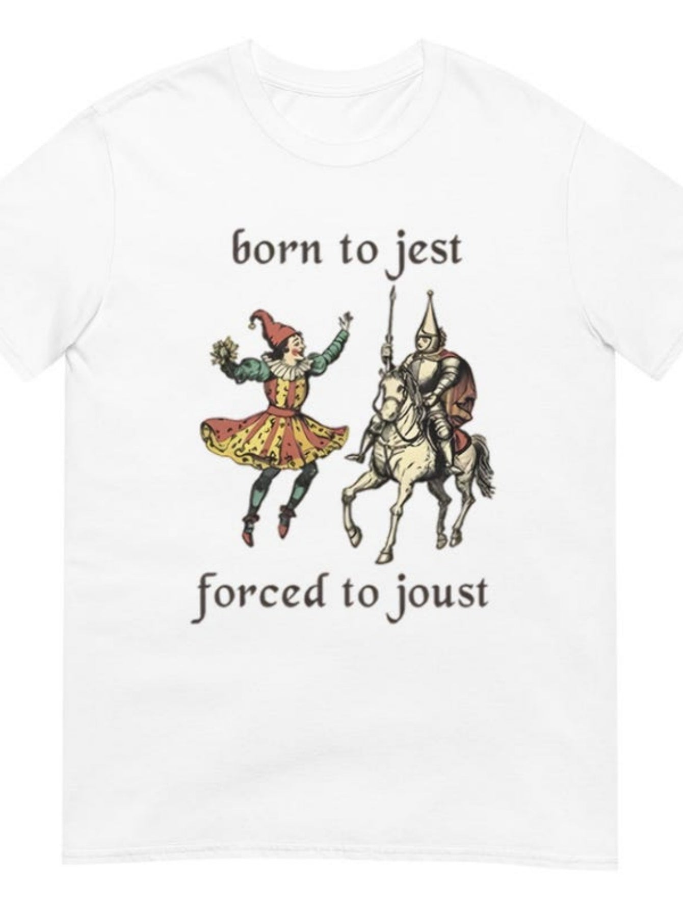 Men's Graphic T-Shirt Born To Jest Medieval Costume And Jousting Scene Two Figures