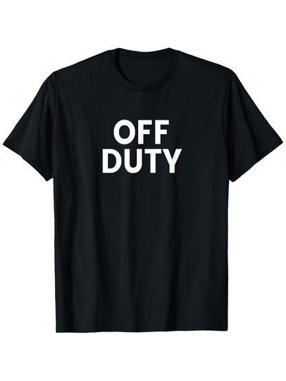 Men's Graphic T-Shirt Off Duty Bold White Text Minimalist Black T Shirt