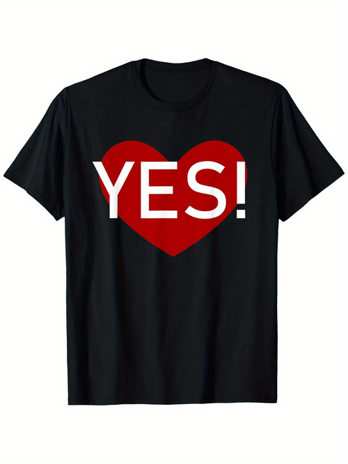 Men's Graphic T-Shirt Yes Bold Red Heart Graphic On Black Shirt