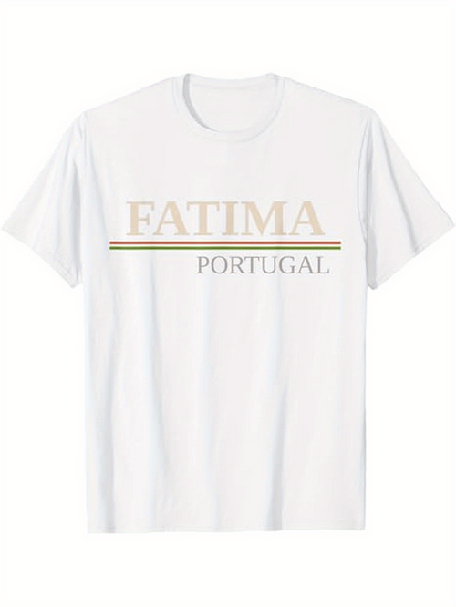 Men's Graphic T-Shirt Fatima Portugal Bold Serif Text With Minimal Colorful Stripe Design T Shirt