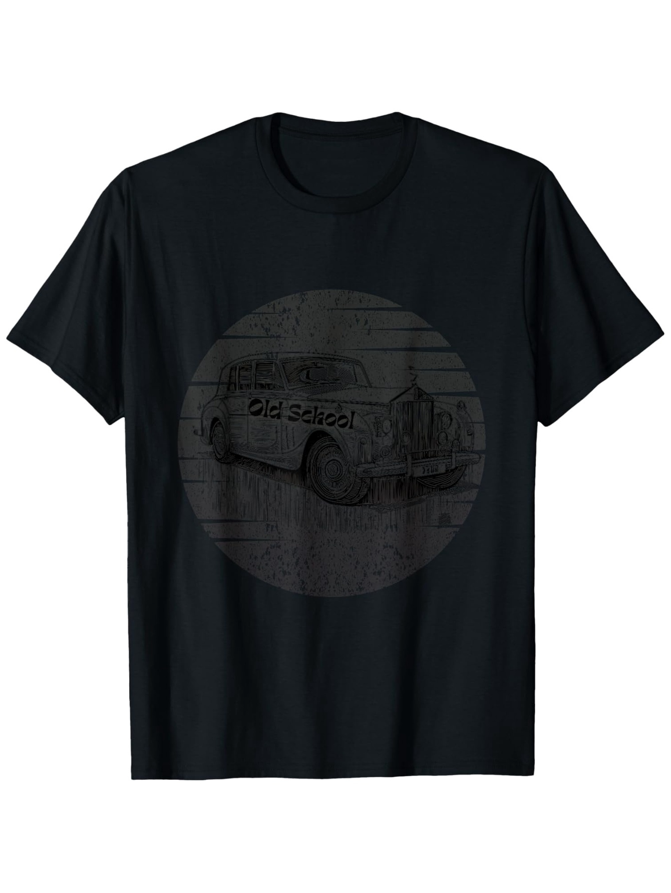 Men's Graphic T-Shirt Classic Garage Scene With Grayscale Retro Car Illustration
