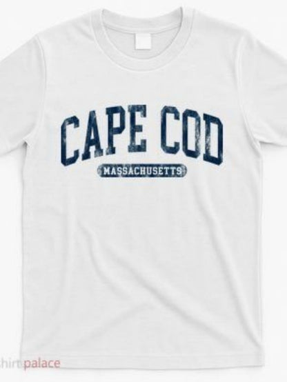 Men's Graphic T-Shirt Cape Cod Massachusetts Distressed Textured Bold Lettering Design