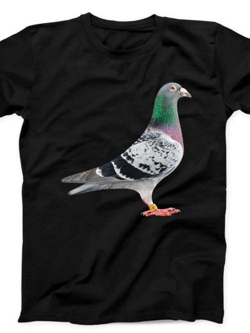 Men's Graphic T-Shirt Colorful Urban Textured Feathers Among Night Reflections Pigeon