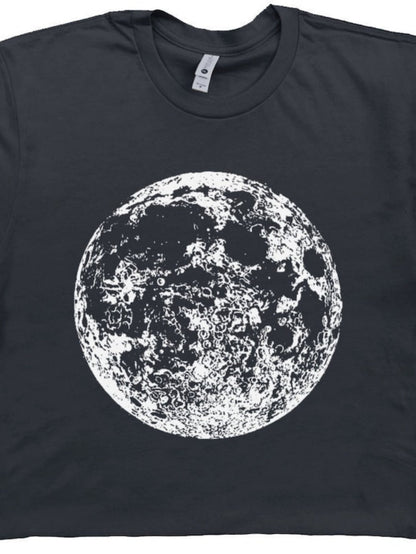 Men's Graphic T-Shirt Abstract Monochrome Texture Depicting Rough Surface Of Radiant Moon