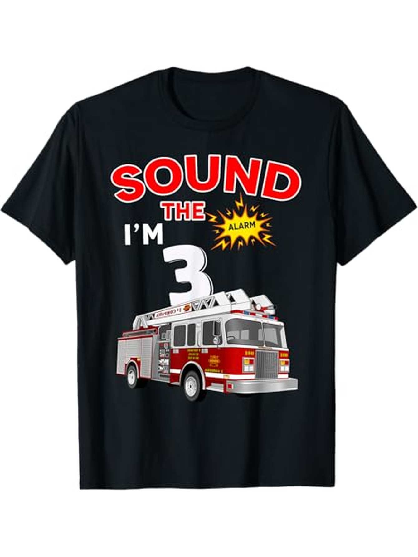 Men's Graphic T-Shirt Sound The Alarm Fire Truck Birthday Party With Red Vehicle