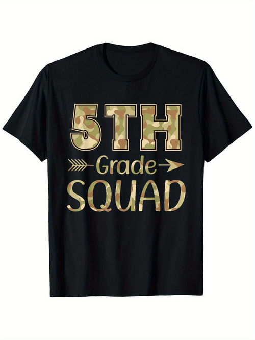 Men's Graphic T-Shirt Camo Lettering Gold Arrow Group Fifth Grade Squad