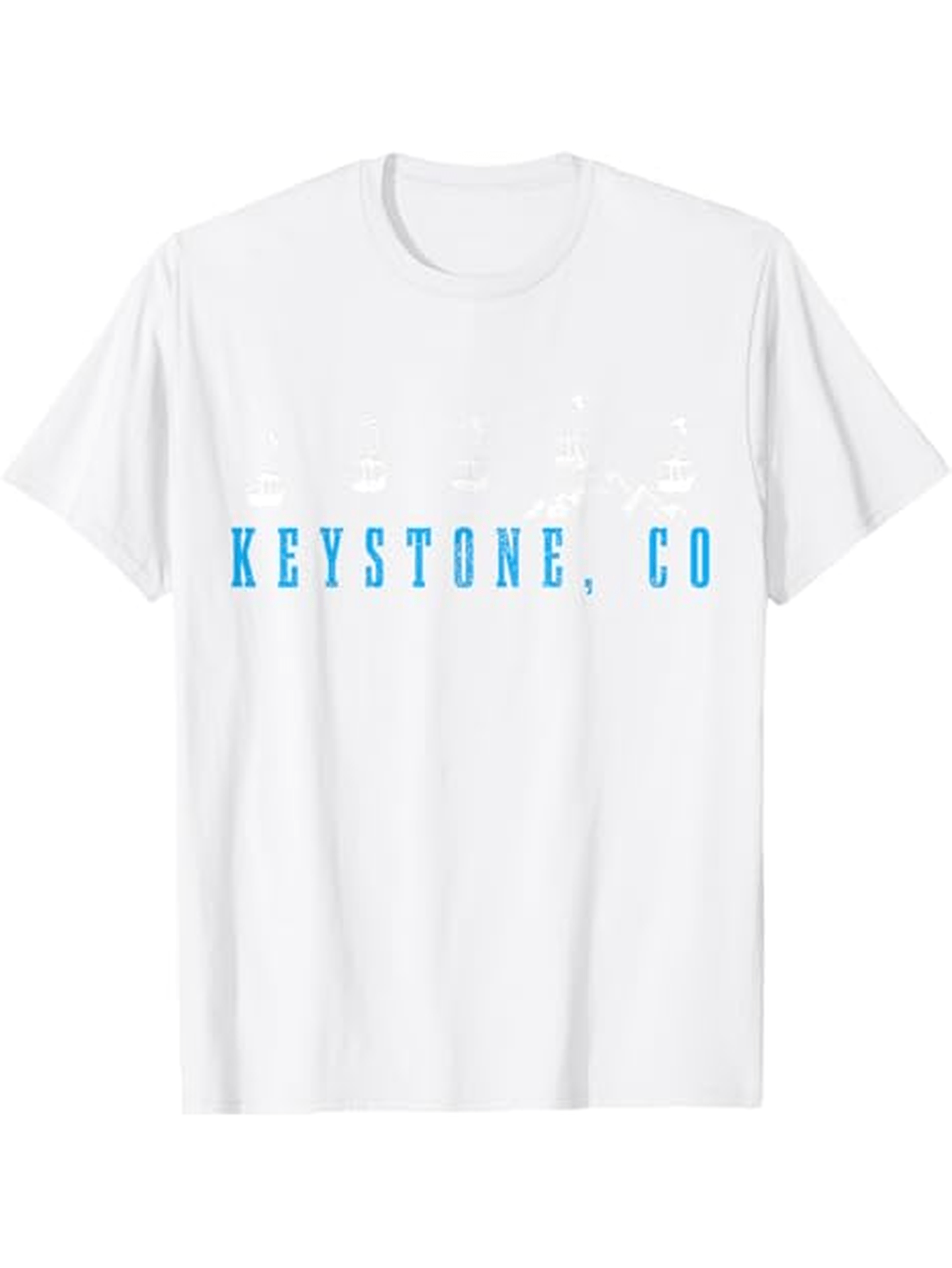 Men's Graphic T-Shirt Blue Lettering On Minimalist Summer Resort White T Shirt Keystone CO