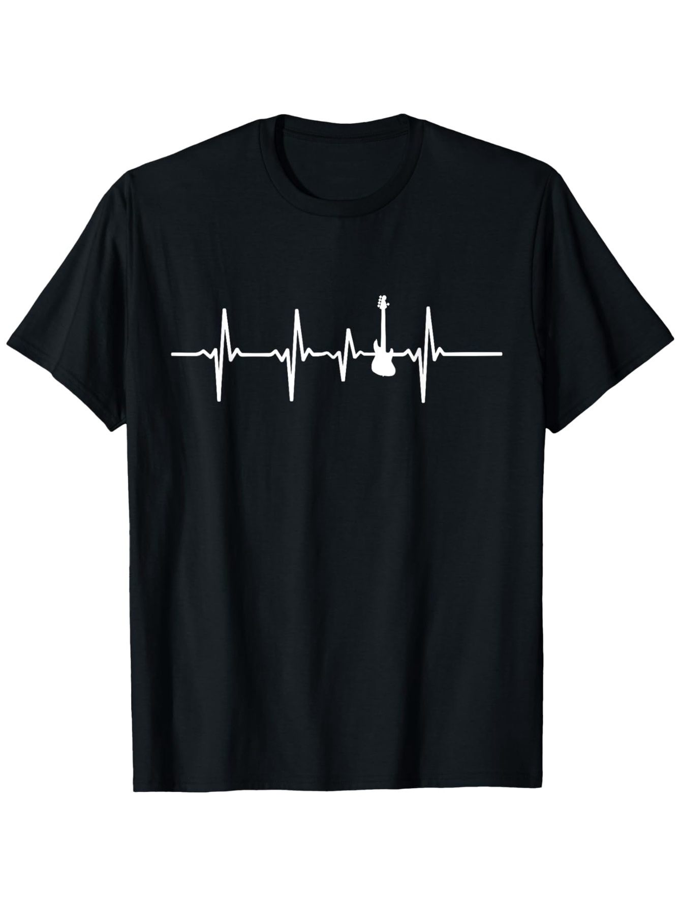 Men's Graphic T-Shirt Heartbeat Line With Pulse Graph And Guitar Music Symbol
