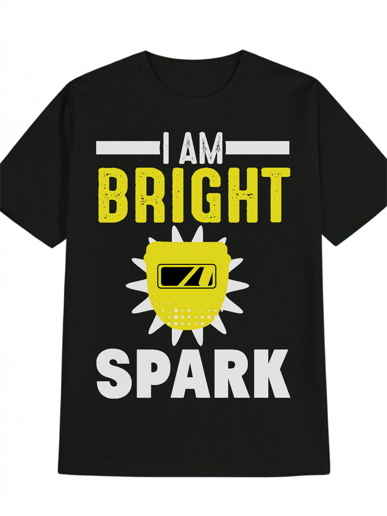 Men's Graphic T-Shirt I Am Bright Spark Sun Shine Behind Welding Helmet