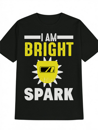 Men's Graphic T-Shirt I Am Bright Spark Sun Shine Behind Welding Helmet