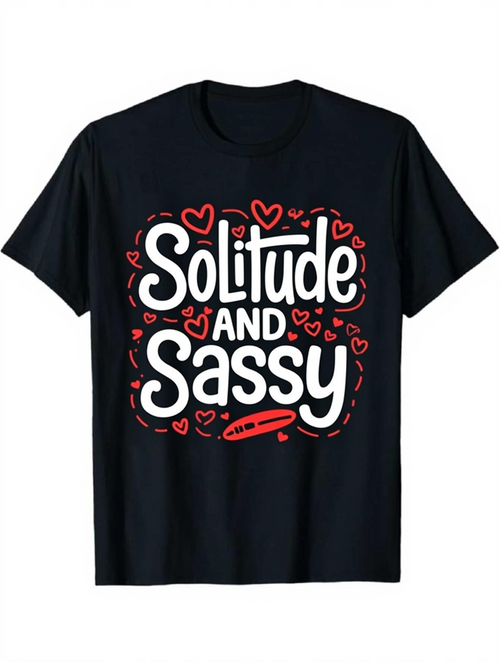 Men's Graphic T-Shirt Solitude And Sassy Whimsical Red Hearts With Bold Playful Typography Shirt