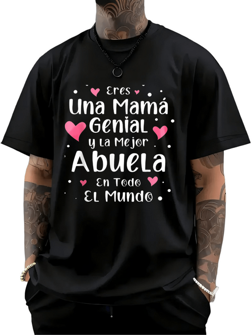 Men's Graphic T-Shirt Pink Dots With Doodles And Heart Motifs Over Celebratory Typography