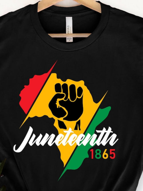 Men's Graphic T-Shirt Juneteenth Africa Outline Raised Fist With Colorful Accents