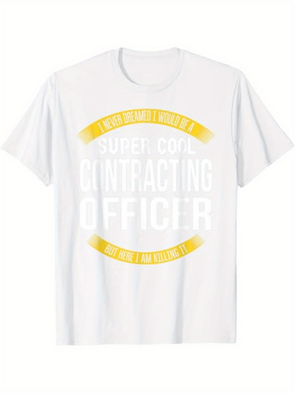Men's Graphic T-Shirt Proudly Serving As Contracting Officer With Bold Yellow Accent Text