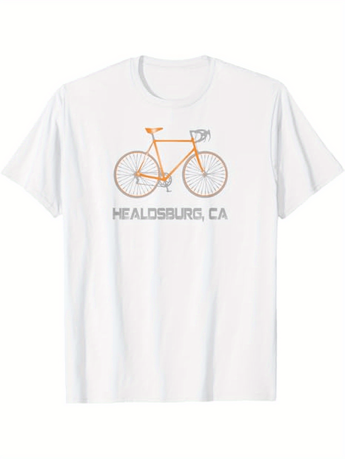 Men's Graphic T-Shirt Healdsburg CA With Simple Bicycle Drawing Centered Bike