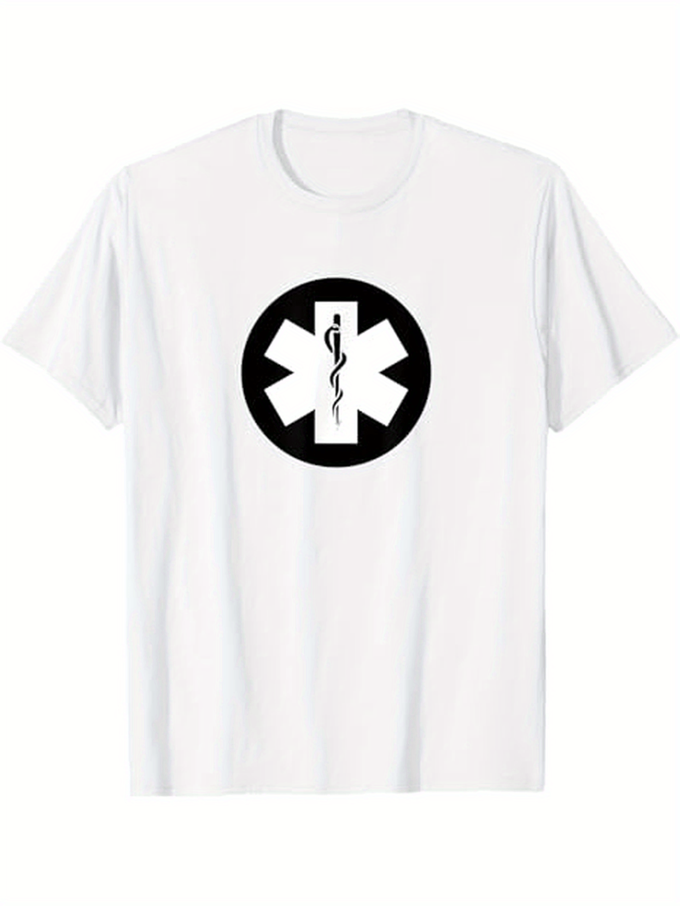 Men's Graphic T-Shirt Medical Symbol Surrounded By Black Circle Star Design