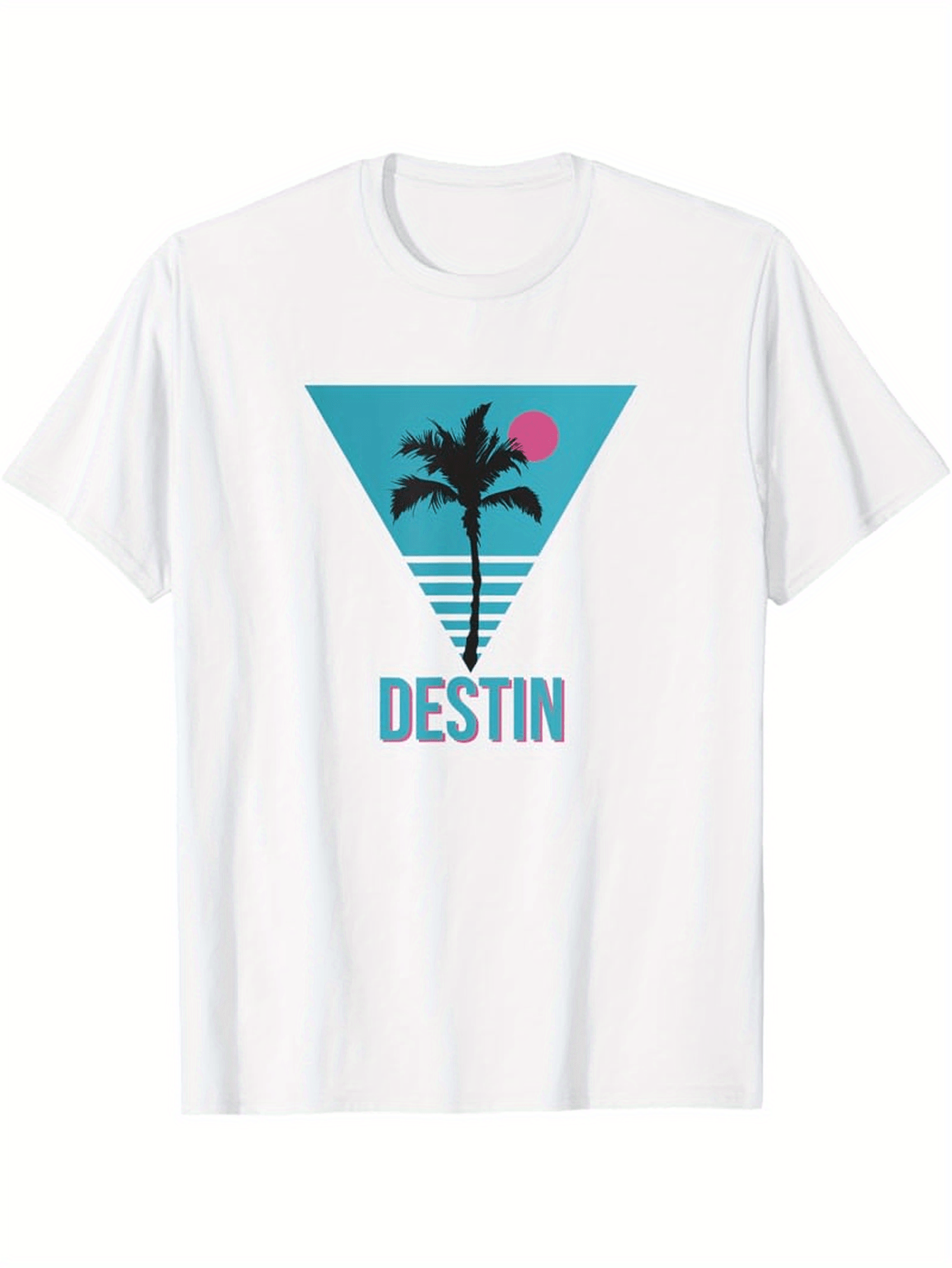 Men's Graphic T-Shirt Destin Retro Sun With Palm Tree And Ocean Reflection T Shirt