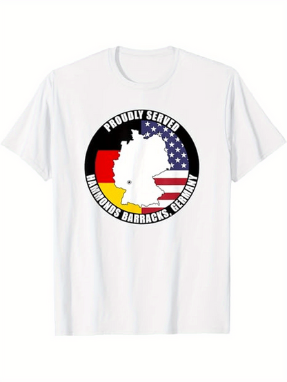 Men's Graphic T-Shirt Proudly Served German American Flag With Black Border Map