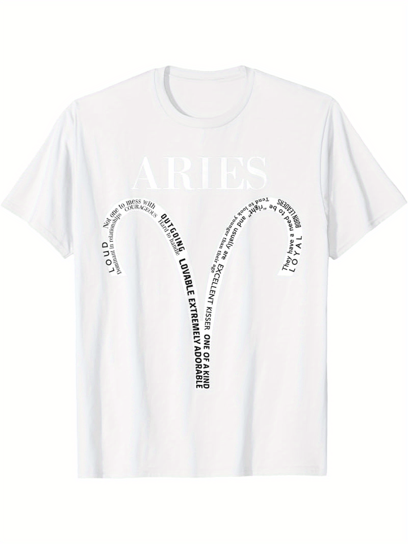 Men's Graphic T-Shirt Aries Zodiac Typography Design With Astrological Symbol And Personality Traits