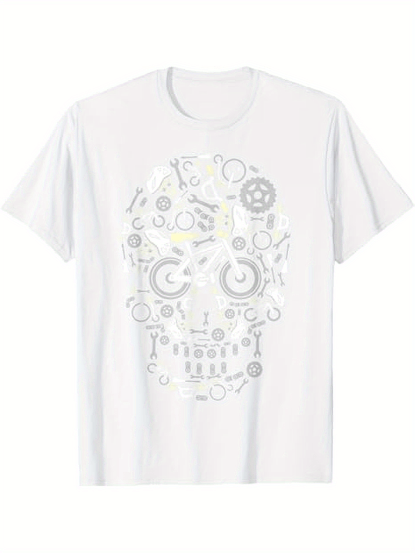 Men's Graphic T-Shirt Mechanical Gears And Tools Arranged In A Creative Skull Shape