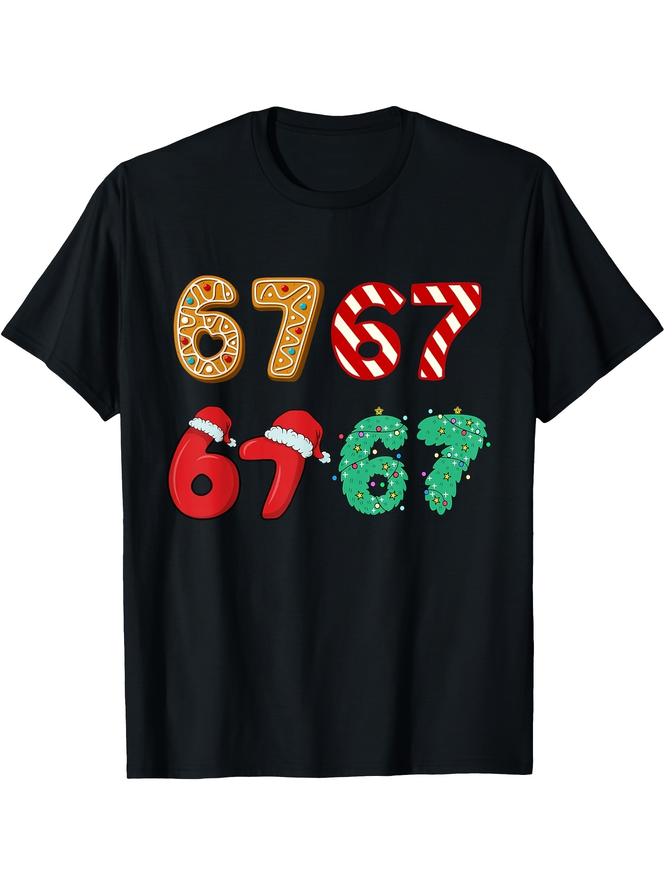 Men's Graphic T-Shirt Christmas Festive Cookies Candy And Santas Hat Number Print