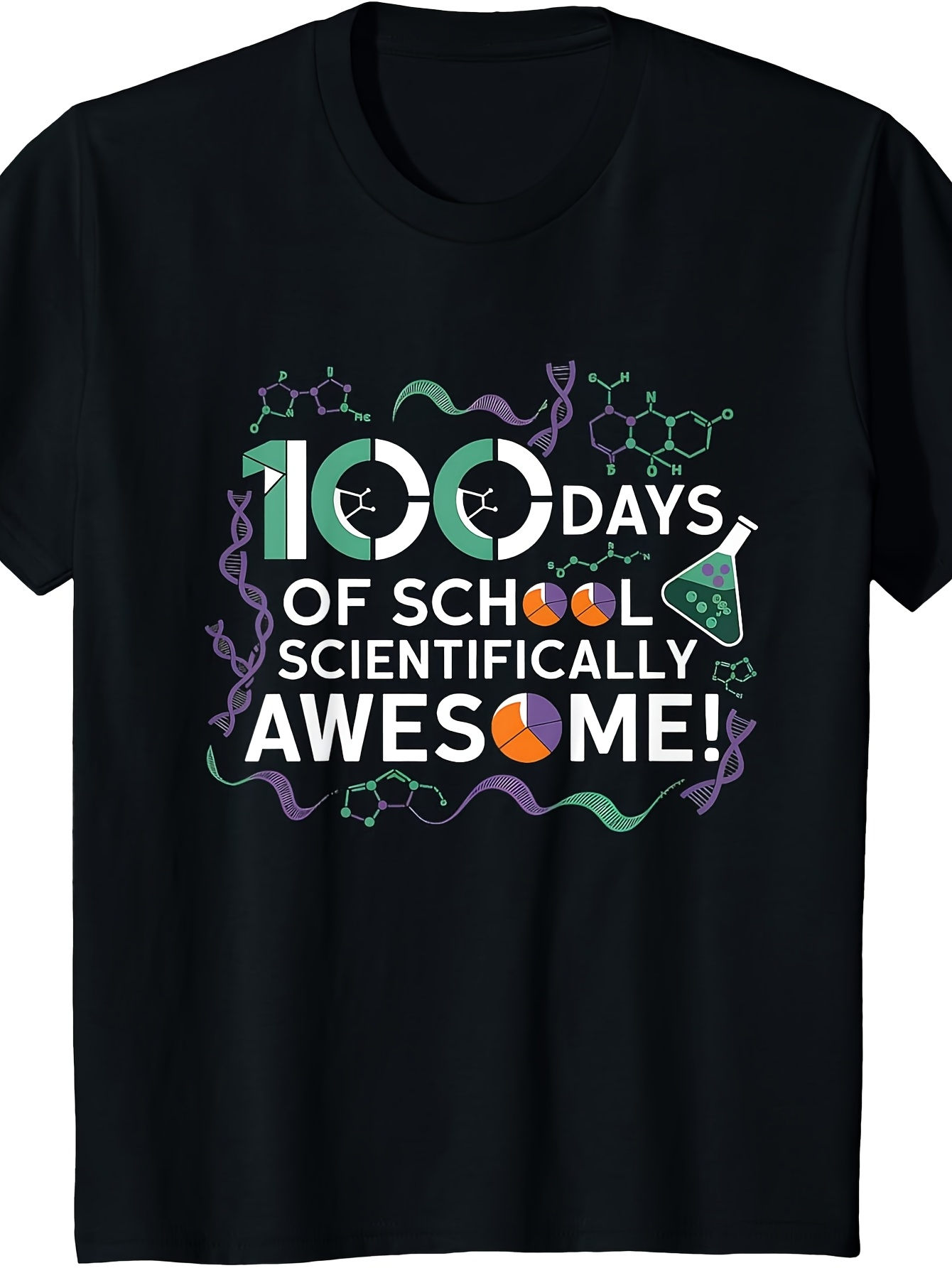 Men's Graphic T-Shirt 100 Days Of School With Chemistry Science Icons And Molecules Awesome