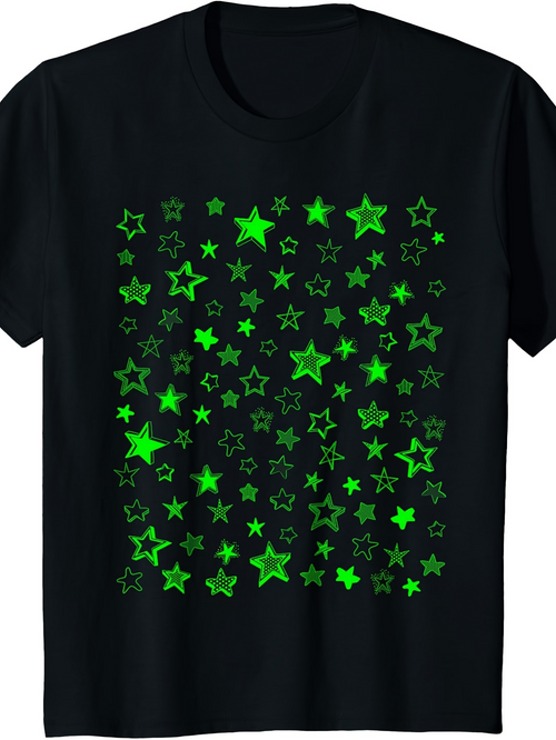 Men's Graphic T-Shirt Glowing Neon Green Clusters Of Stars Decorating The Night Sky Star