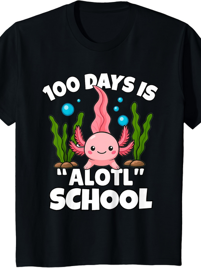 Men's Graphic T-Shirt One Hundred Days Is Alotl With Axolotl In Cute Aquatic Plants