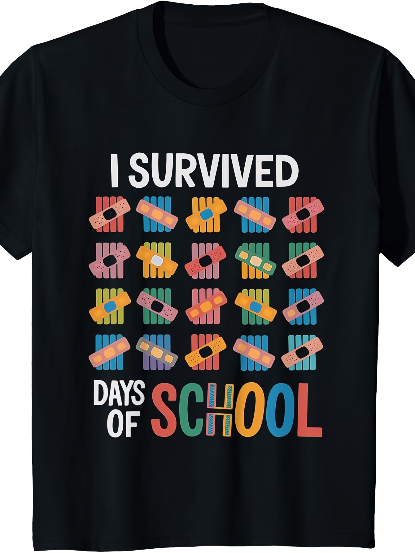 Men's Graphic T-Shirt I Survived Colorful Erasers And Vibrant Letters School