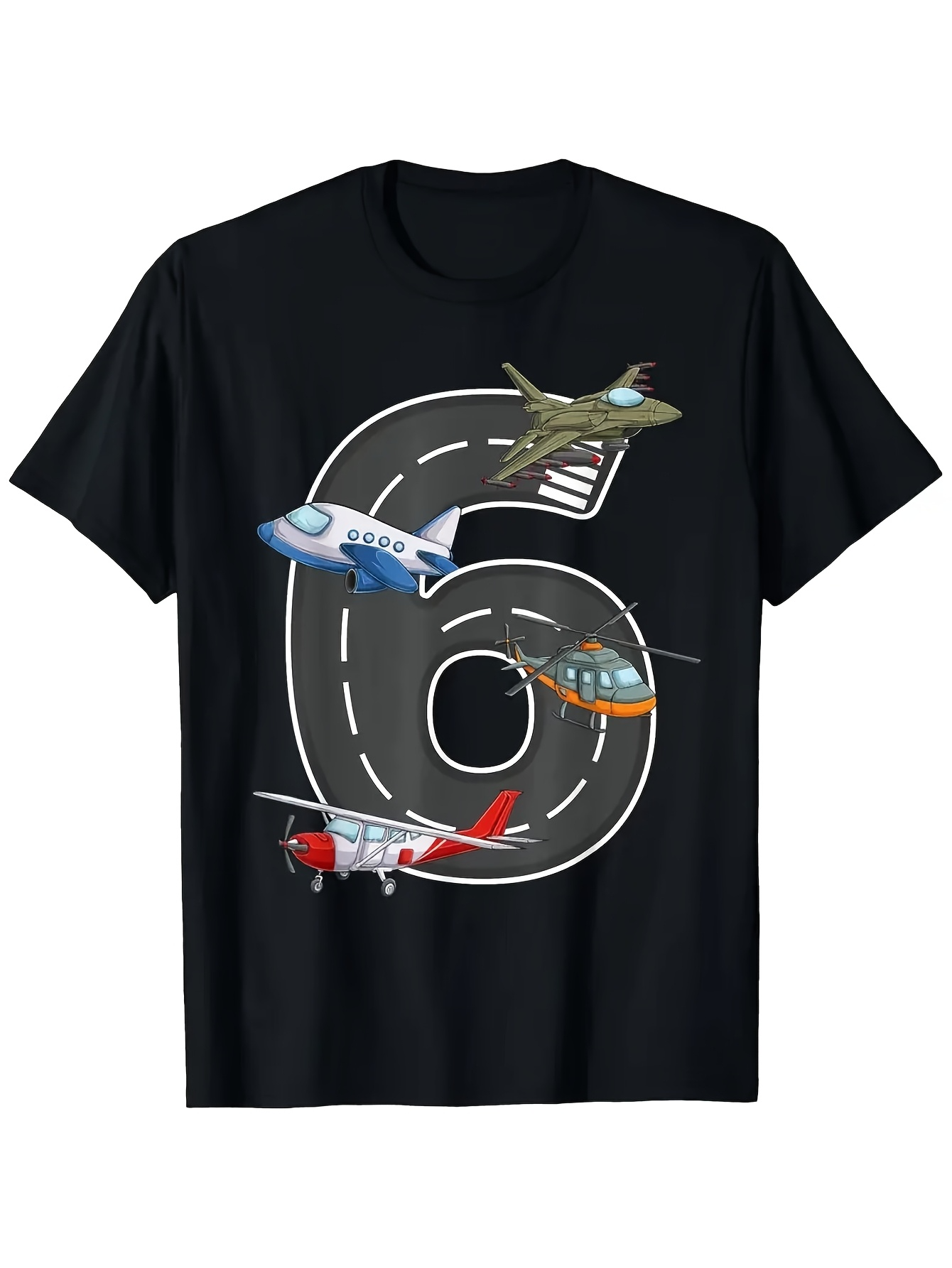 Men's Graphic T-Shirt Whimsical Planes Flying Around Runway Number Six