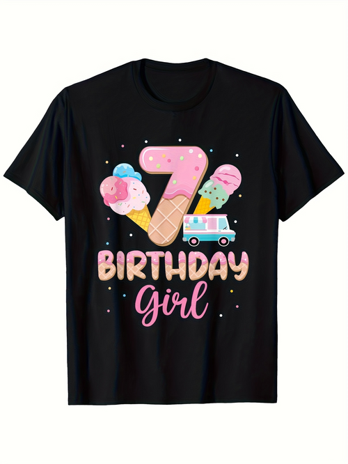 Men's Graphic T-Shirt Birthday Girl With Ice Cream Cones Colorful Sprinkles And Playful Food Truck