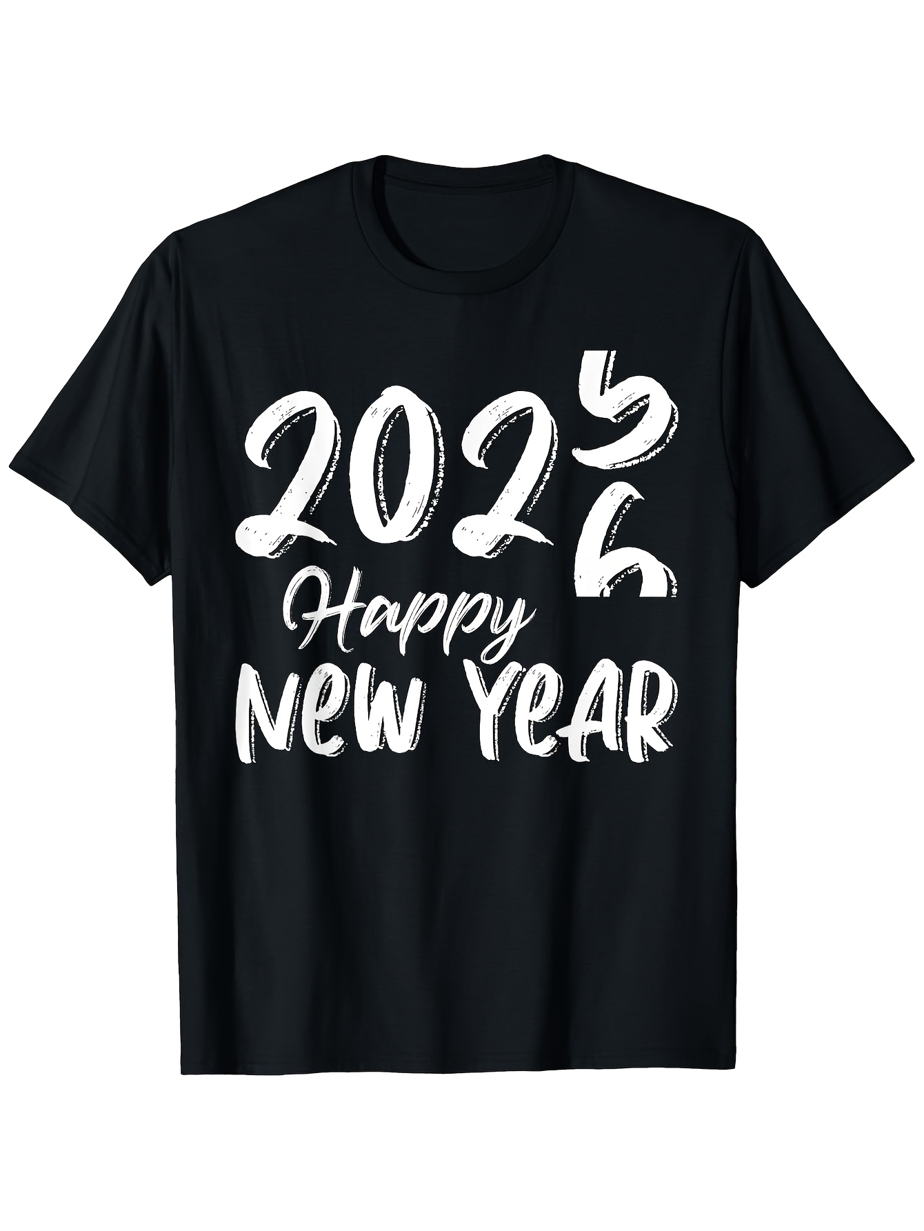 Men's Graphic T-Shirt Happy New Year Celebration Typography With Festive Energetic Artistic Brush Strokes T Shirt