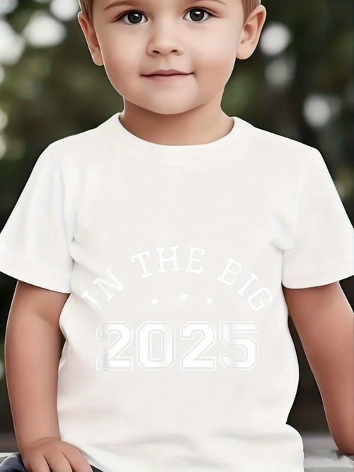 Men's Graphic T-Shirt In The Big Glowing Digits With Classic Year Under Soft Sunlight 2025