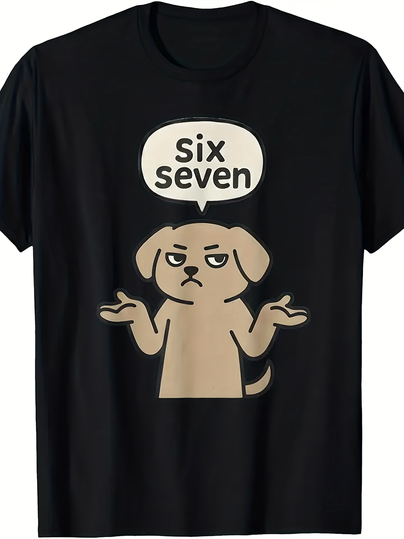 Men's Graphic T-Shirt Six Seven Speech Bubble With Cartoon Dog Graphic