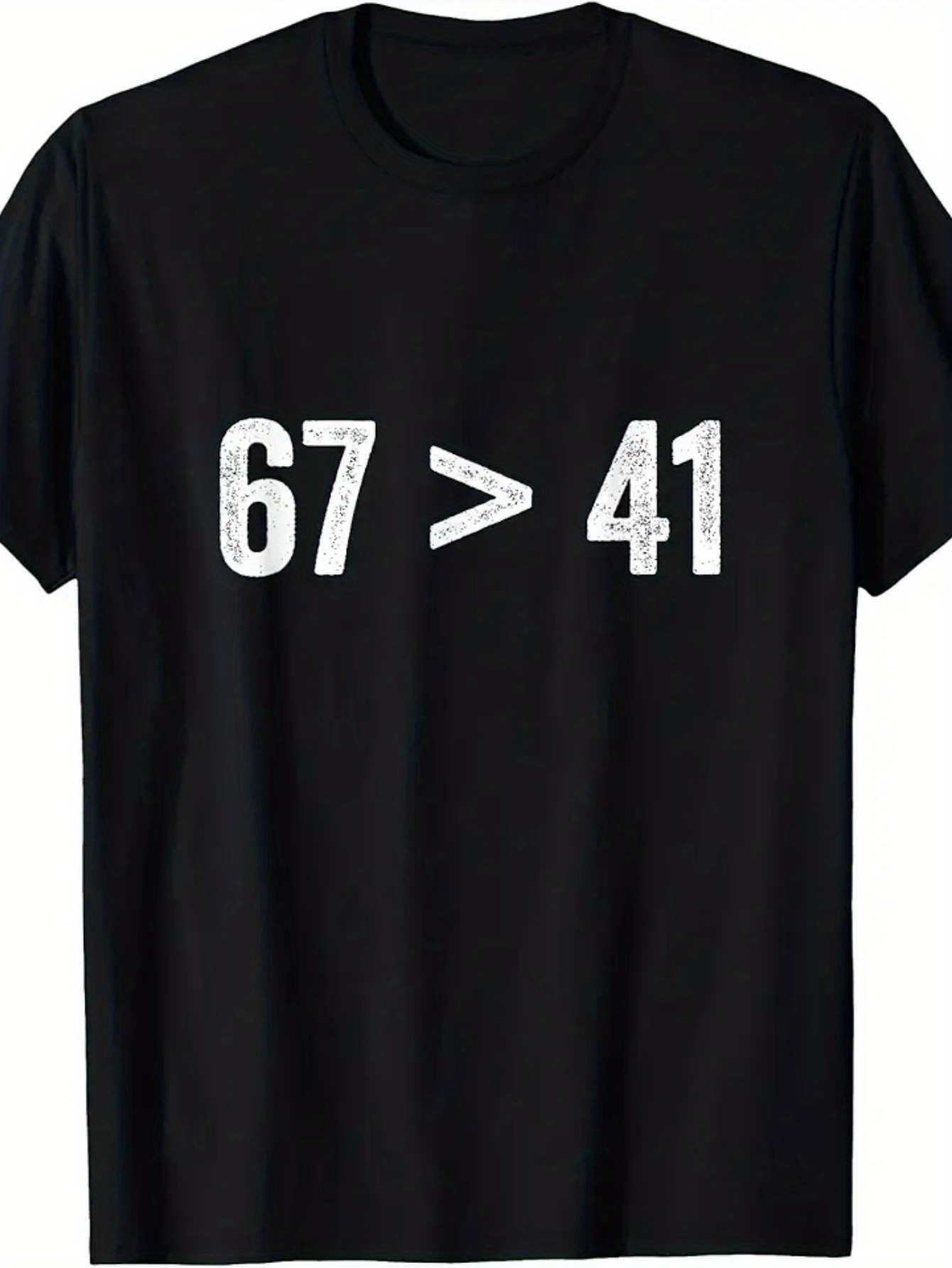 Men's Graphic T-Shirt Distressed White Numbers With Greater Than Symbol On Black Shirt